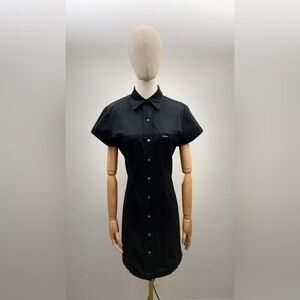 Faconnable Black Button Front Shirt Dress Women’s Size 8 Cotton